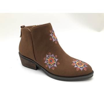 Women and Ladies Flowers Embroidery Ankle Boots